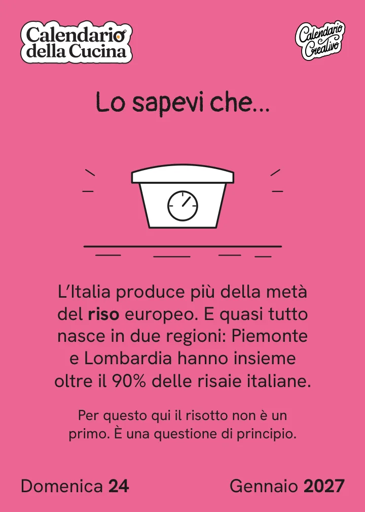 Foglio di domenica 24 gennaio 2027 del Calendario della Cucina 2027: Lo sapevi che...