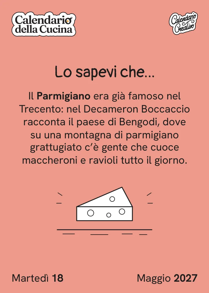Foglio di martedì 18 maggio 2027 del Calendario della Cucina 2027: Lo sapevi che...