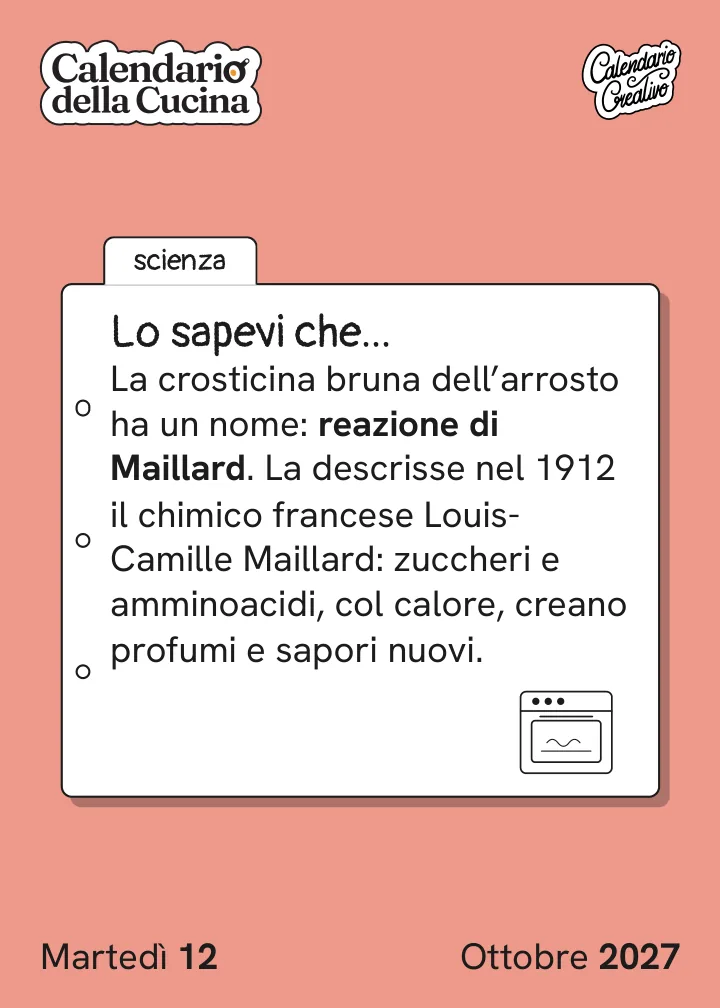 Foglio di martedì 12 ottobre 2027 del Calendario della Cucina 2027: Lo sapevi che...