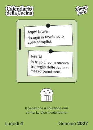 Foglio di lunedì 4 gennaio 2027 del Calendario della Cucina 2027: Aspettativa / Realtà
