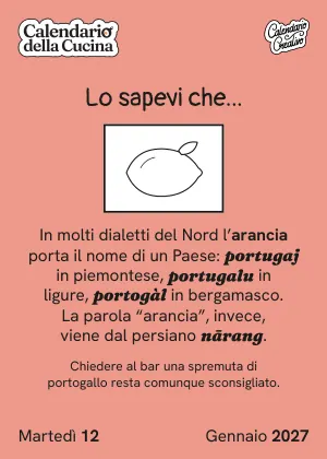 Foglio di martedì 12 gennaio 2027 del Calendario della Cucina 2027: Lo sapevi che...