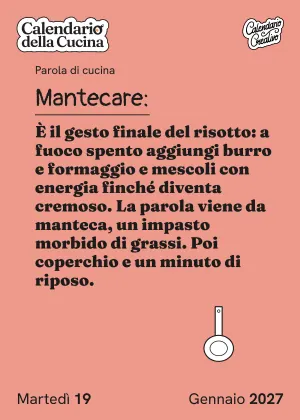 Foglio di martedì 19 gennaio 2027 del Calendario della Cucina 2027: Mantecare