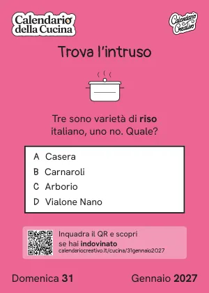 Foglio di domenica 31 gennaio 2027 del Calendario della Cucina 2027: Trova l'intruso