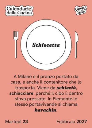 Foglio di martedì 23 febbraio 2027 del Calendario della Cucina 2027: Schiscetta