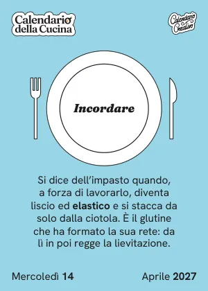 Foglio di mercoledì 14 aprile 2027 del Calendario della Cucina 2027: Incordare