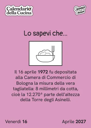 Foglio di venerdì 16 aprile 2027 del Calendario della Cucina 2027: Lo sapevi che...