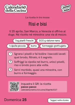 Foglio di domenica 25 aprile 2027 del Calendario della Cucina 2027: Risi e bisi