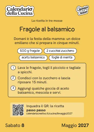 Foglio di sabato 8 maggio 2027 del Calendario della Cucina 2027: Fragole al balsamico