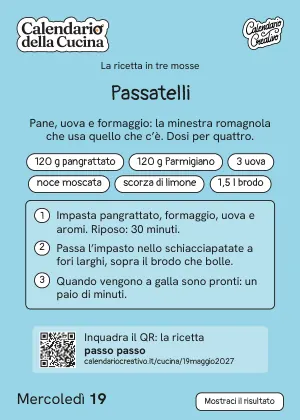 Foglio di mercoledì 19 maggio 2027 del Calendario della Cucina 2027: Passatelli