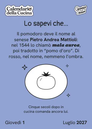 Foglio di giovedì 1° luglio 2027 del Calendario della Cucina 2027: Lo sapevi che...