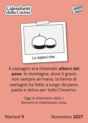 Foglio di martedì 9 novembre 2027 del Calendario della Cucina 2027: Lo sapevi che...