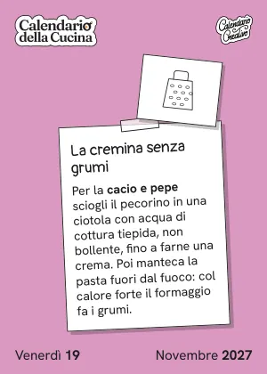 Foglio di venerdì 19 novembre 2027 del Calendario della Cucina 2027: La cremina senza grumi