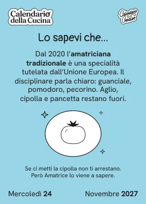Foglio di mercoledì 24 novembre 2027 del Calendario della Cucina 2027: Lo sapevi che...